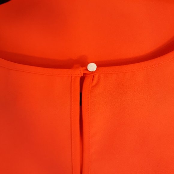 SOLD--Liz Claiborne Woman Blouse Women's 1X Orange Eyelet Career Business Shirt - Picture 4 of 8
